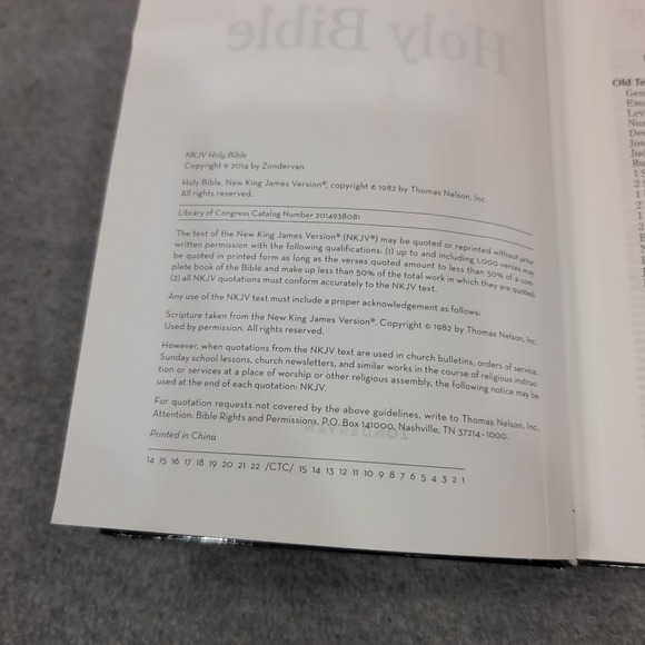 NKJV Holy Bible Zondervan 2014 Hardcover New King James Version Black Journaled - Picture 2 of 7